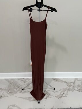 Sleeveless Brown Slip Maxi Dress